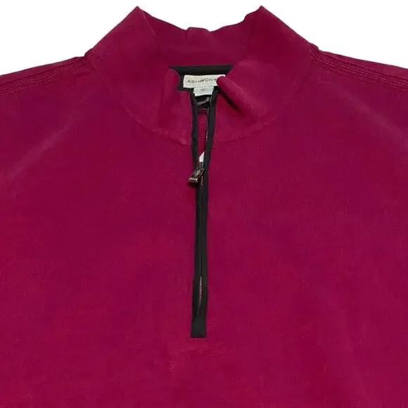 Ashworth NWT Golf Men’s 1/4 zip cotton vest, oversized Medium in the color Berry - Picture 2 of 12